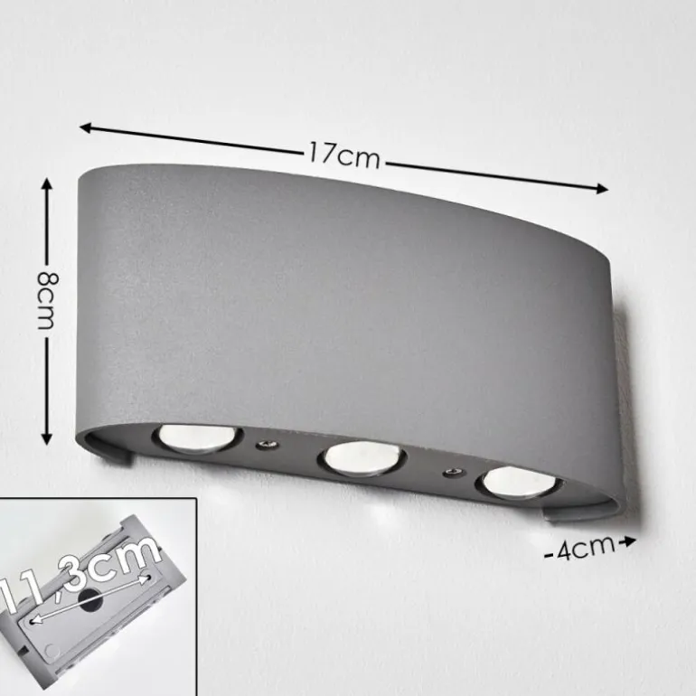 Abaiang Applique murale d'extérieur LED Argenté, 6 lumières