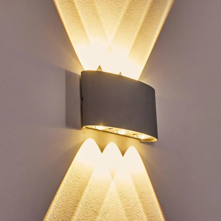 Abaiang Applique murale d'extérieur LED Argenté, 6 lumières