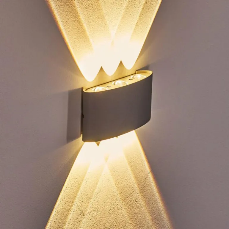 Abaiang Applique murale d'extérieur LED Argenté, 6 lumières