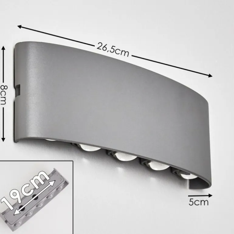 Abaiang Applique murale d'extérieur LED Argenté, 10 lumières