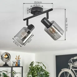 Aggebu Plafonnier Noir, 2 lumières