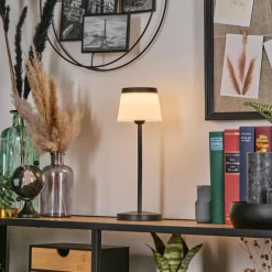 Algeraz Lampe de table d'extérieur, Lampe à poser LED Noir, 1 lumière