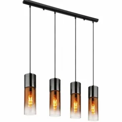 Annika Suspension Luminaires Globo Lighting Noir, 4 lumières