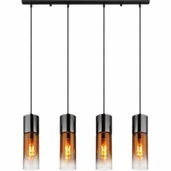 Annika Suspension Luminaires Globo Lighting Noir, 4 lumières