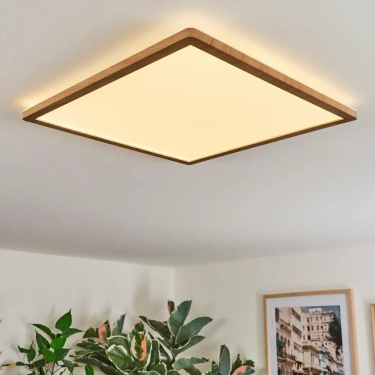 Antra Plafonnier, Panel LED Couleur bois, Blanc, 1 lumière