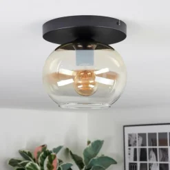 Apedo Plafonnier, Boule lumineuse Ambre, Clair, 1 lumière