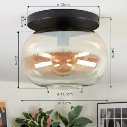 Apedo Plafonnier, Boule lumineuse Ambre, Clair, 1 lumière