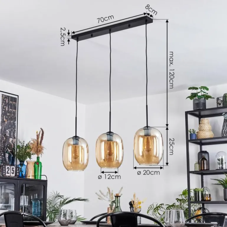Apedo Suspension Ambre, 3 lumières