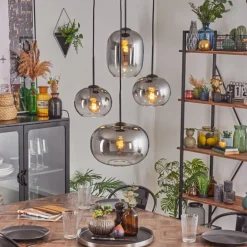 Apedo Suspension, Boule lumineuse, Suspension Clair, Fumé, 4 lumières