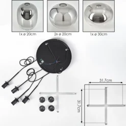 Apedo Suspension, Boule lumineuse, Suspension Clair, Fumé, 4 lumières