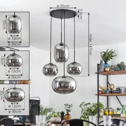 Apedo Suspension, Boule lumineuse, Suspension Fumé, 4 lumières