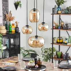 Apedo Suspension, Boule lumineuse, Suspension Ambre, 4 lumières