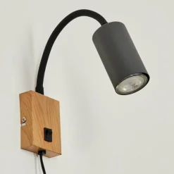 Applique murale Javel Anthracite, Couleur bois, 1 lumière