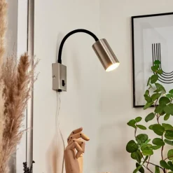 Applique murale Javel Nickel mat, Noir, 1 lumière