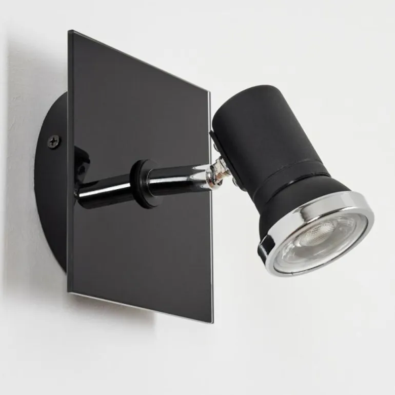 Applique murale Lanrigan Chrome, Noir, 1 lumière