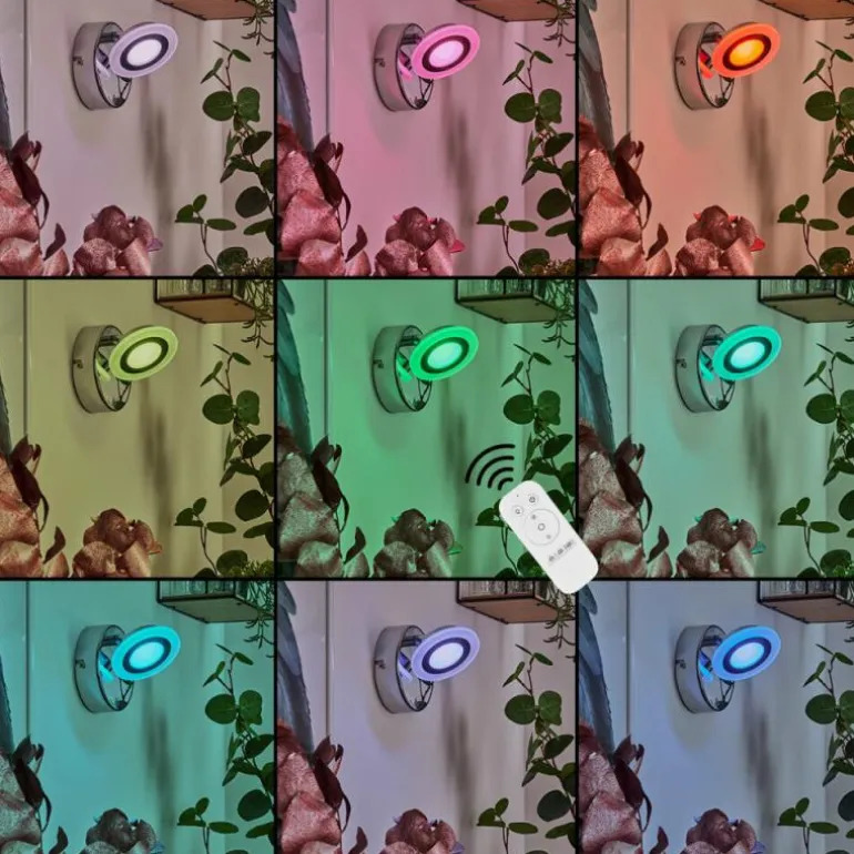 Applique murale Lucy LED Chrome, 1 lumière, Télécommandes, Changeur de couleurs