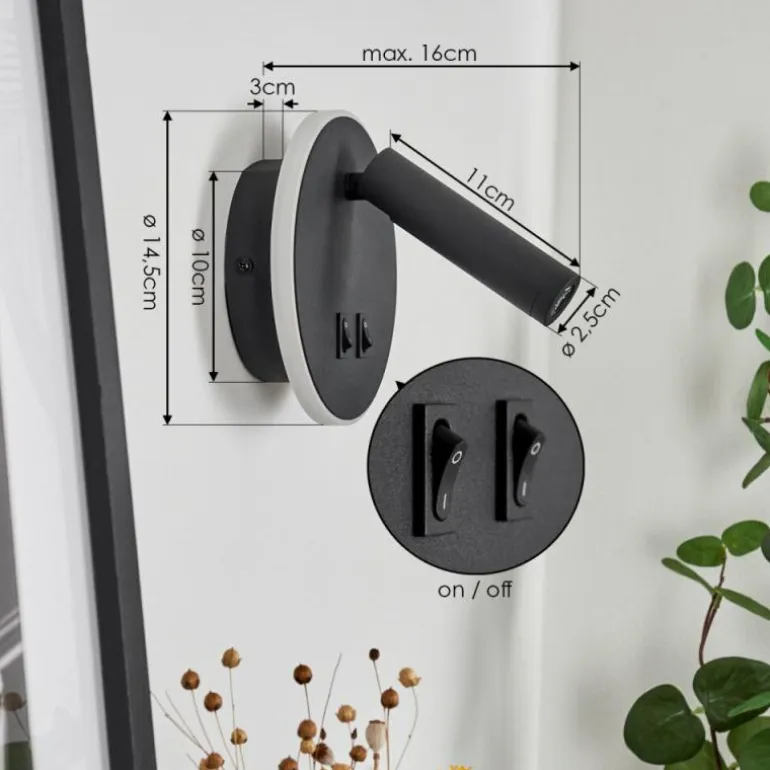 Applique murale Orchaise LED Noir, Blanc, 2 lumières