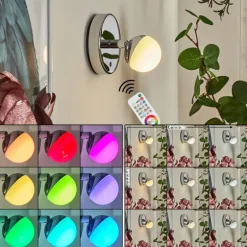 Applique murale Sanchequias LED Chrome, 1 lumière, Télécommandes, Changeur de couleurs