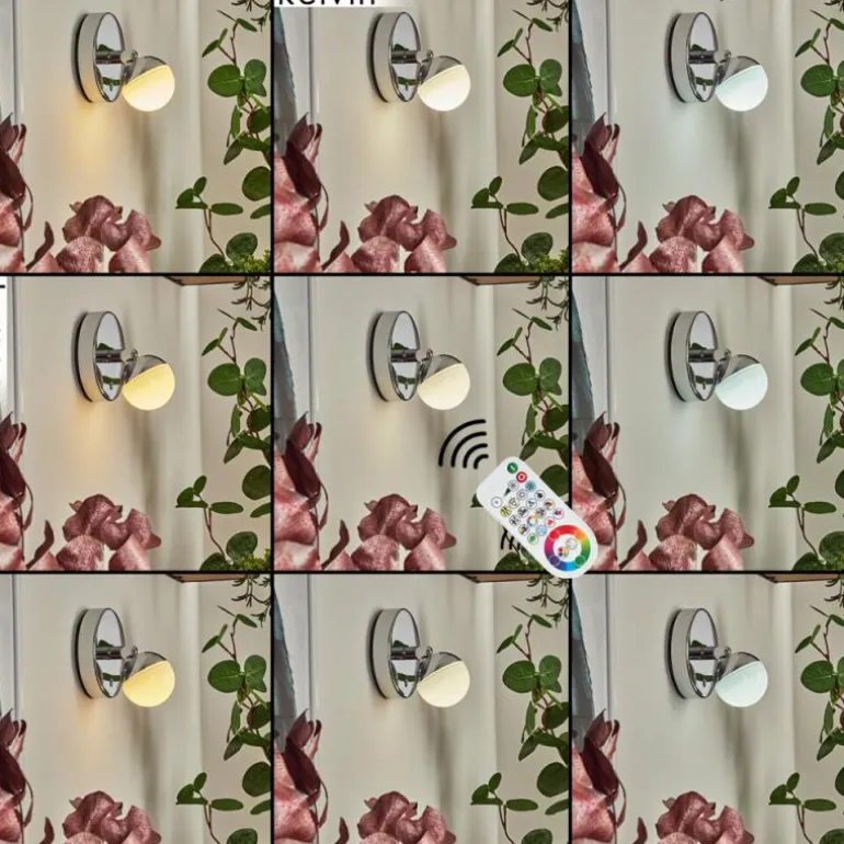 Applique murale Sanchequias LED Chrome, 1 lumière, Télécommandes, Changeur de couleurs