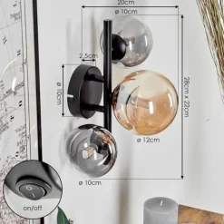 Applique murale - Verre Chehalis Ambre, Clair, Fumé, 3 lumières