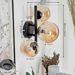 Applique murale - Verre Chehalis Ambre, 3 lumières