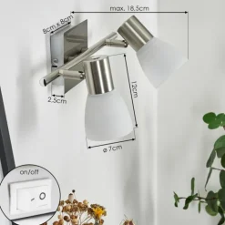 Applique murale Villaseca LED Nickel mat, 2 lumières