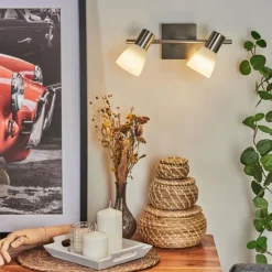 Applique murale Villaseca LED Nickel mat, 2 lumières