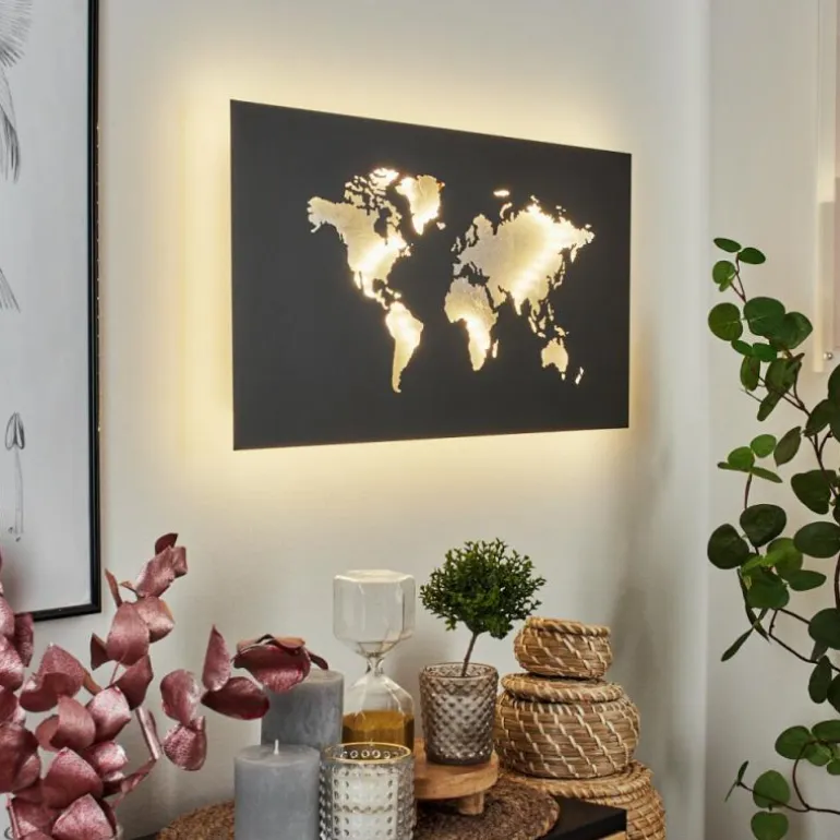 Applique murale Zabreira LED Noir, Argenté, 1 lumière