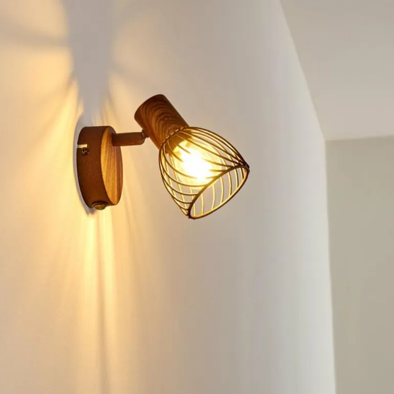 Applique murale Arjen Bois foncé, Rouille, 1 lumière