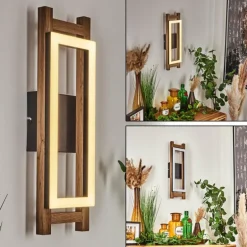 Applique murale Ayajasco LED Couleur bois, Écru, Noir, 1 lumière