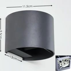 Applique murale Badajoz LED Anthracite, 1 lumière