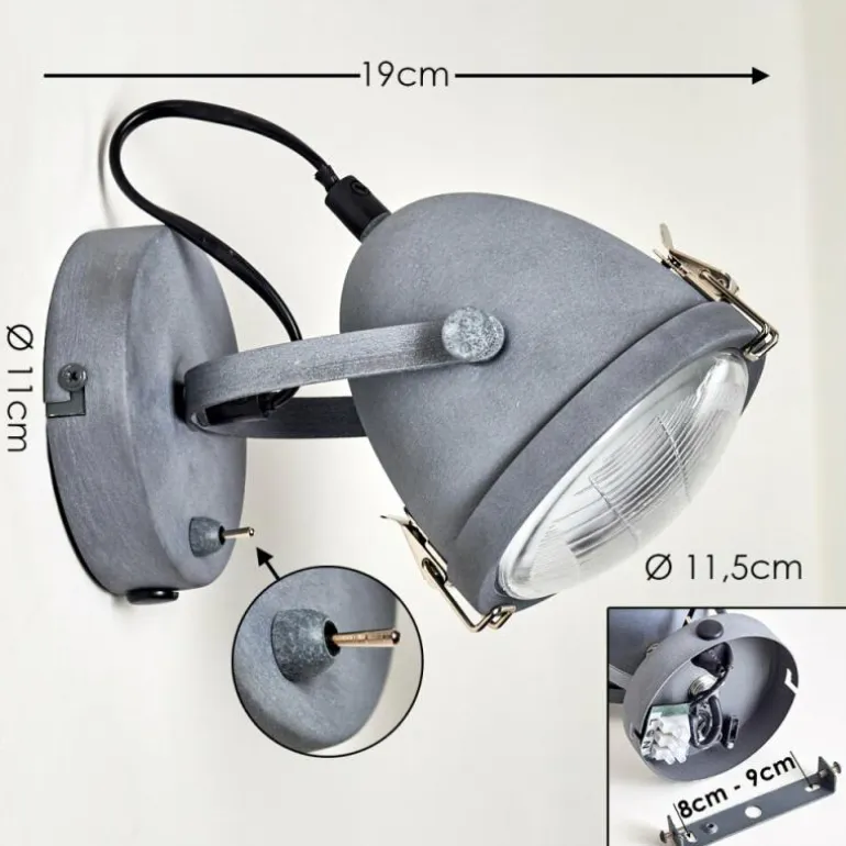 Applique murale Butikon Gris, 1 lumière