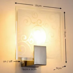 Applique murale carrée Acier inoxydable, Blanc, 1 lumière