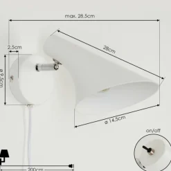 Applique murale Corralcay Chrome, Blanc, 1 lumière