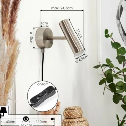Applique murale Dalheim LED Nickel mat, 1 lumière