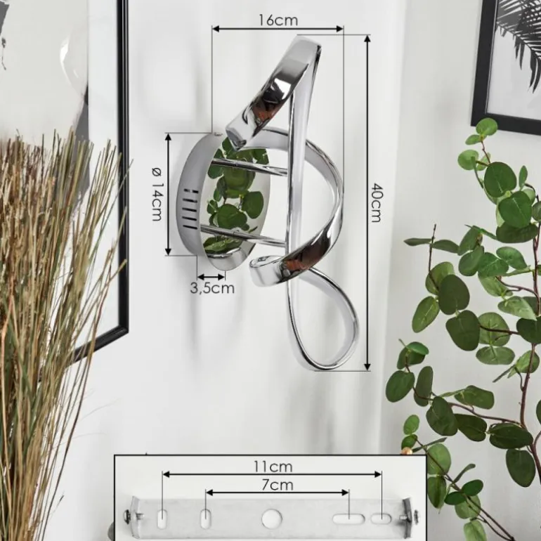 Applique murale Dauntey LED Chrome, Blanc, 1 lumière