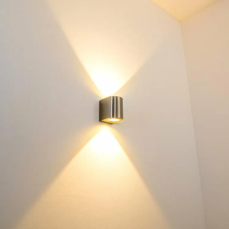 Applique murale d'extérieur Mora LED Acier inoxydable, 2 lumières