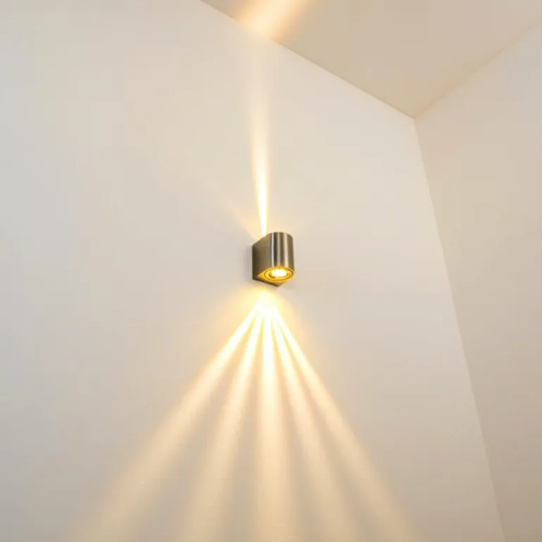Applique murale d'extérieur Mora LED Acier inoxydable, 2 lumières