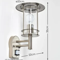 Applique murale d'extérieur Mulo Acier inoxydable, 1 lumière, Détecteur de mouvement