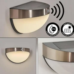 Applique murale d'extérieur Pori LED Chrome, 1 lumière, Détecteur de mouvement