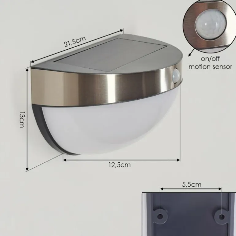 Applique murale d'extérieur Pori LED Chrome, 1 lumière, Détecteur de mouvement
