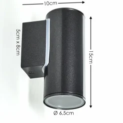 Applique murale d'extérieur Brachy LED Noir, 2 lumières