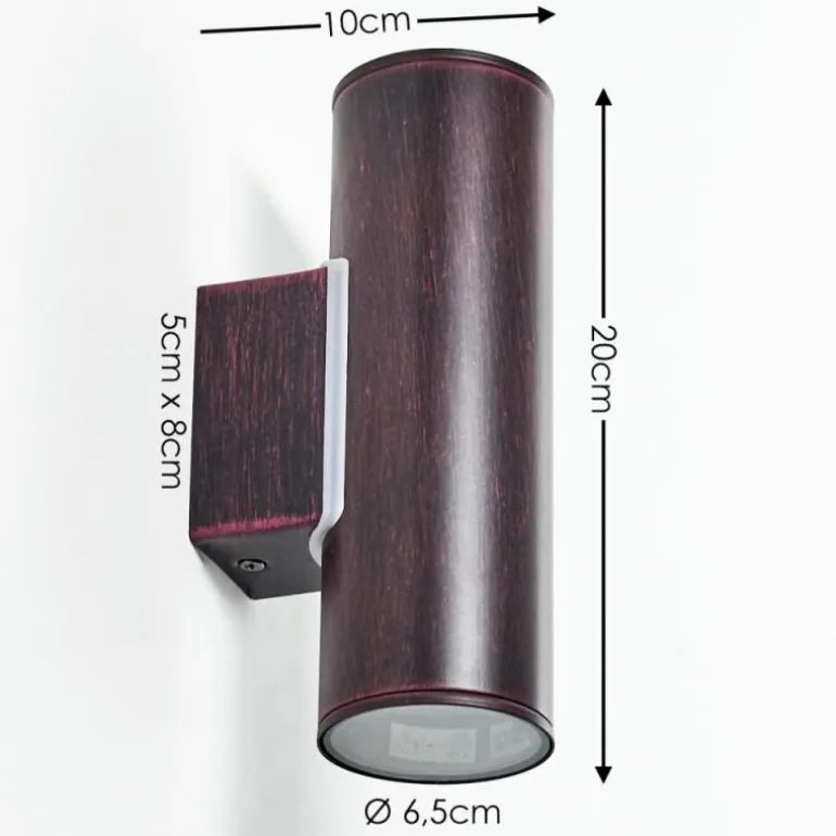 Applique murale d'extérieur Brachy LED Rouge, Noir, 2 lumières