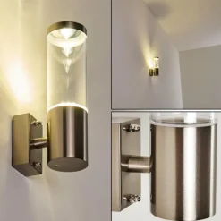 Applique murale d'extérieur Noreaz Chrome, 1 lumière