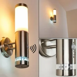 Applique murale d'extérieur Walise Acier inoxydable, 1 lumière, Détecteur de mouvement