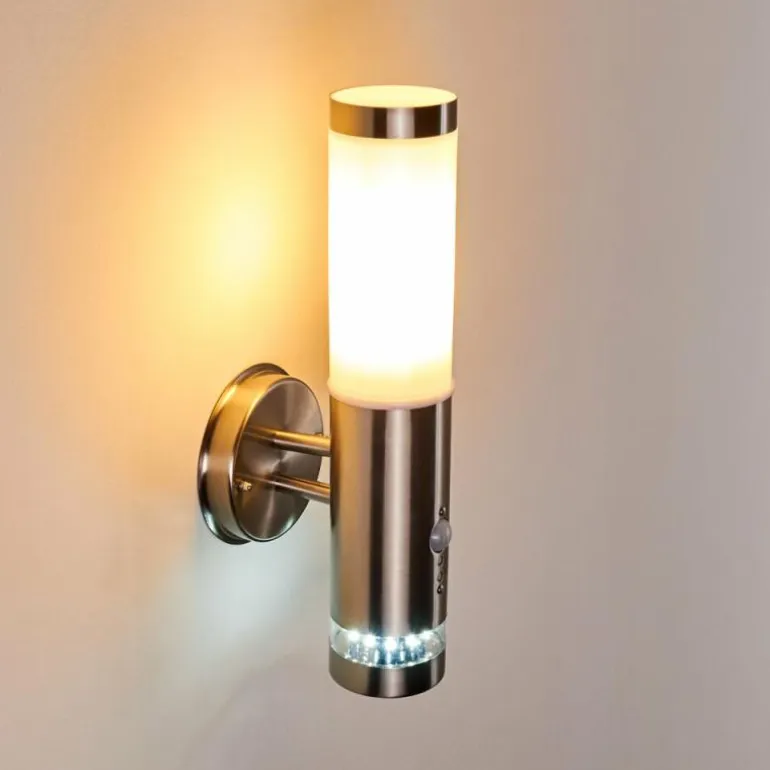 Applique murale d'extérieur Walise Acier inoxydable, 1 lumière, Détecteur de mouvement