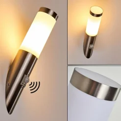 Applique murale d'extérieur Norburg Acier inoxydable, 1 lumière, Détecteur de mouvement