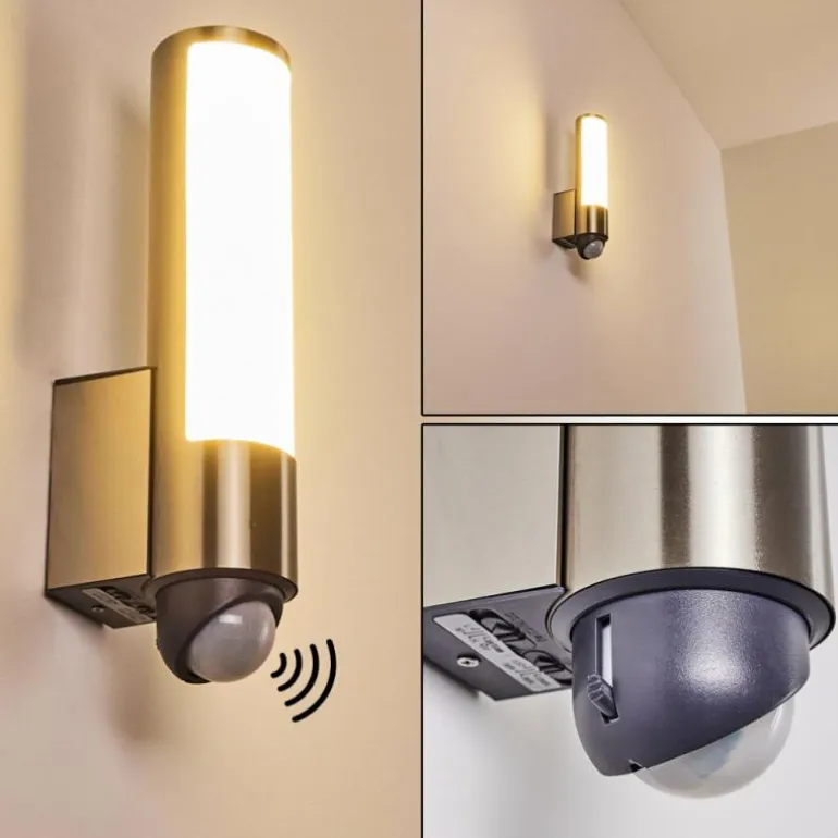 Applique murale d'extérieur Vasön LED Acier inoxydable, 1 lumière, Détecteur de mouvement