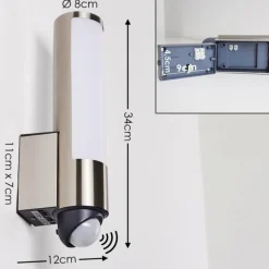 Applique murale d'extérieur Vasön LED Acier inoxydable, 1 lumière, Détecteur de mouvement