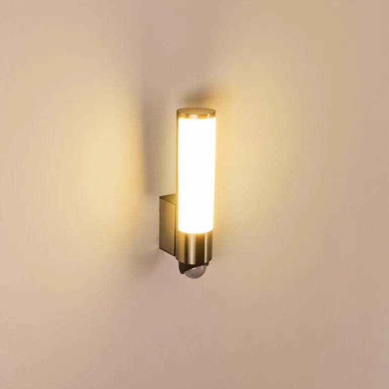 Applique murale d'extérieur Vasön LED Acier inoxydable, 1 lumière, Détecteur de mouvement